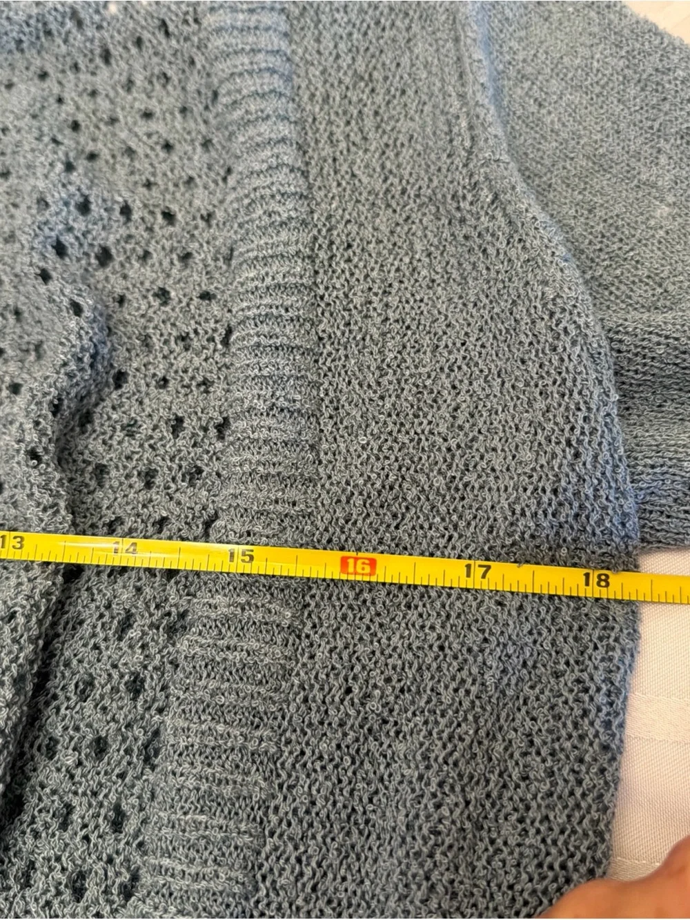 Open-Front Blue Knit Women's Sweater Cardigan